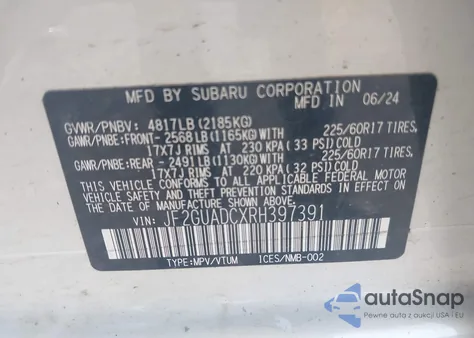 2024 Subaru Crosstrek Premium from USA, damaged, VIN JF2GUADCXRH397391